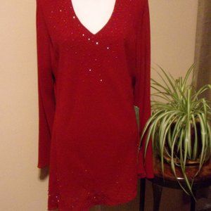 Dawn Joy Evening Holiday Beaded Top Size XL with Tags Special Occasion Top